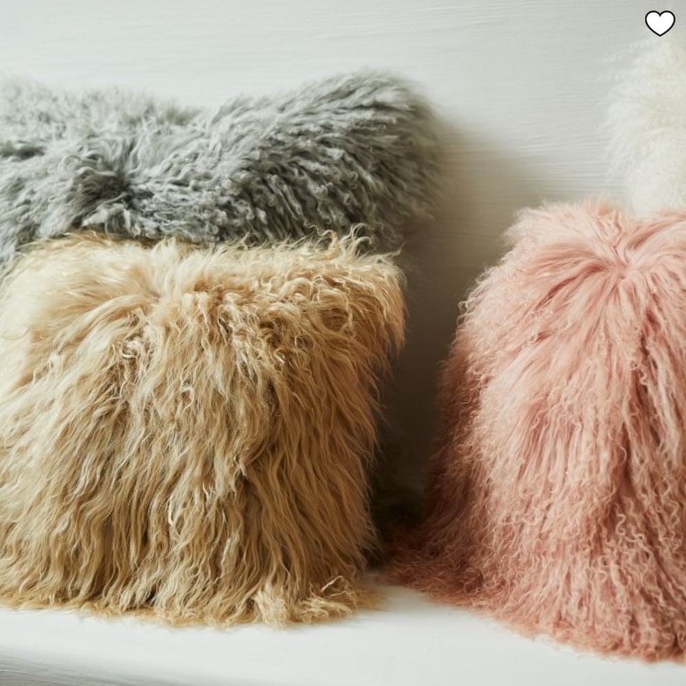 West Elm Fur pink pillow case